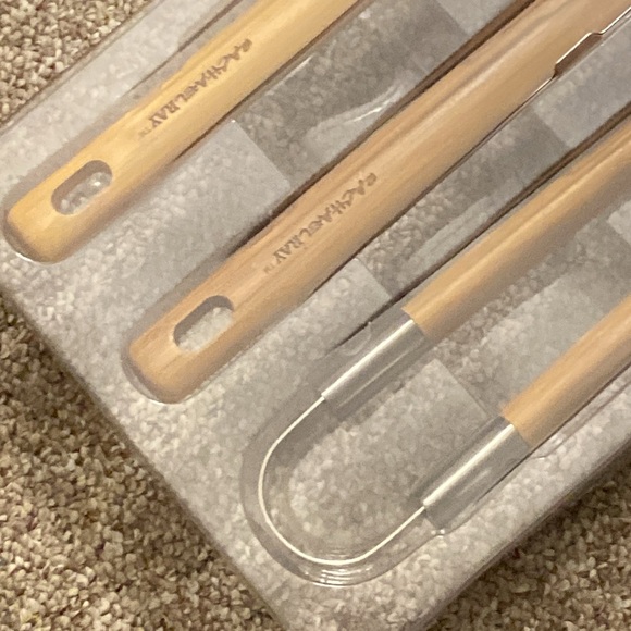 Rachel Ray 3 piece BBQ Bamboo Tool Set Fork Tongs Slotted Turner - Picture 7 of 8